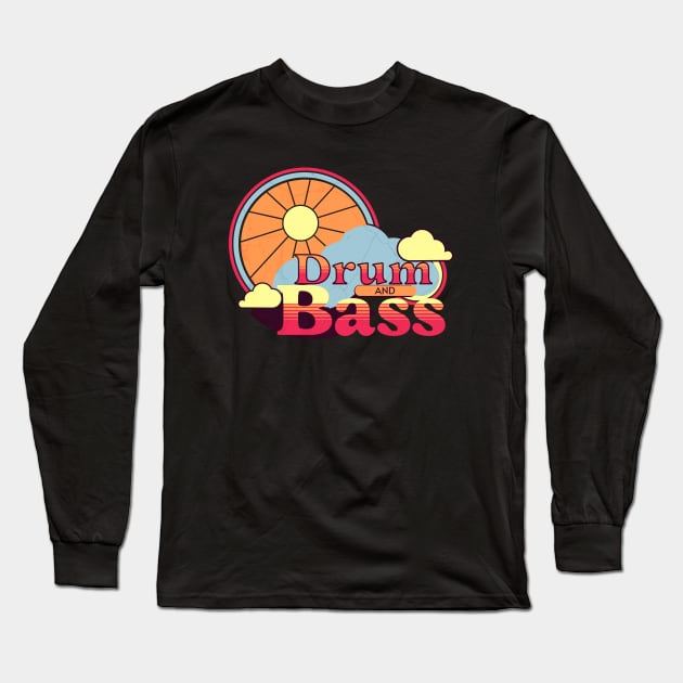 DRUM AND BASS  - 70's steez Long Sleeve T-Shirt by DISCOTHREADZ 